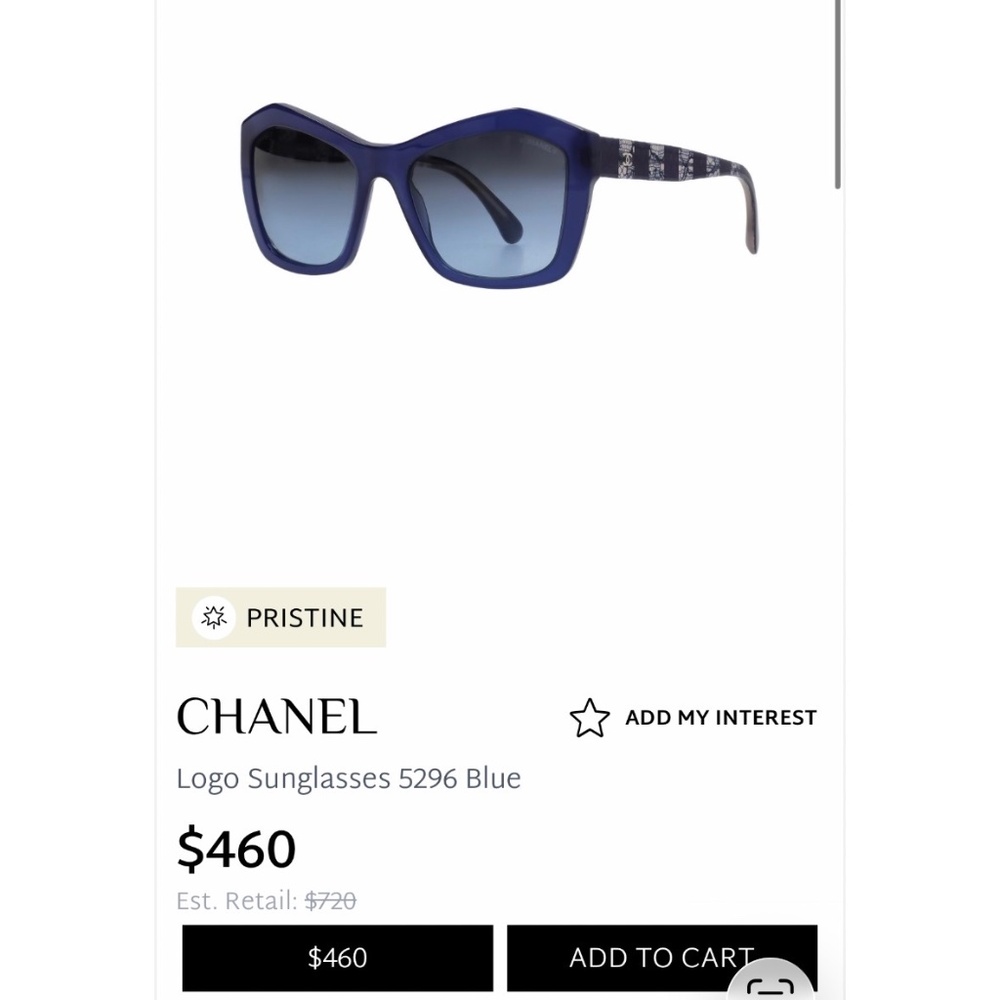 Authentic $700 CHANEL 5296 butterfly sunglasses in blue lace design - Picture 14 of 14